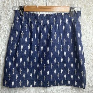 J. Crew Skirt Womens Size 2 Blue Linen Blend Pockets Elastic Waist Lined
